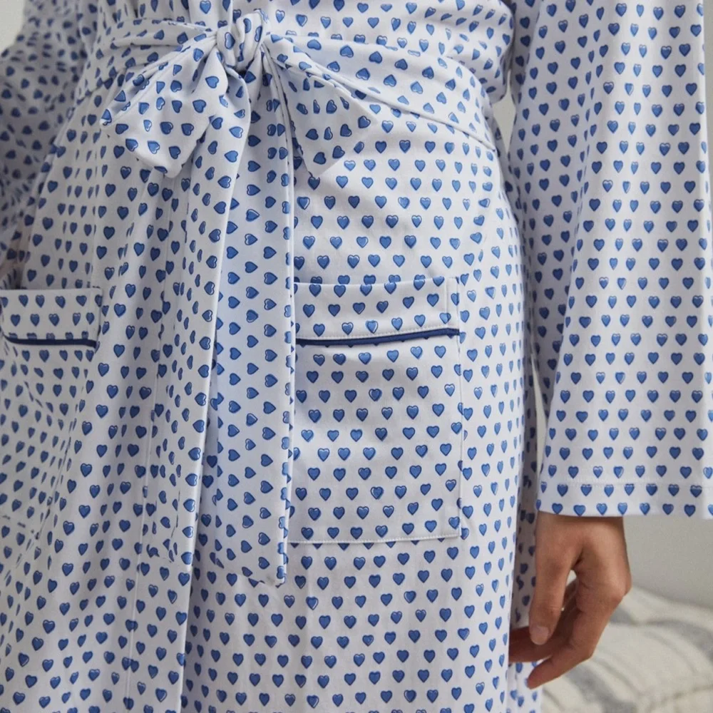 Roller Rabbit Blue Hearts Linen Robe - Picture 3 of 5